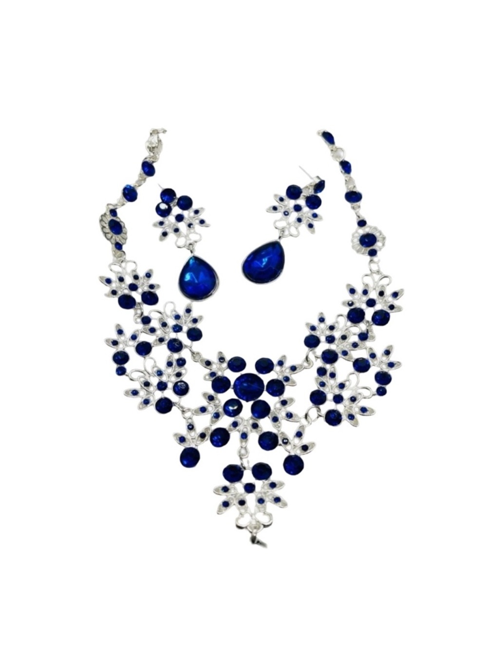Elegant Blue Crystal Statement Necklace and Earring Set FINAL PRICE DROP